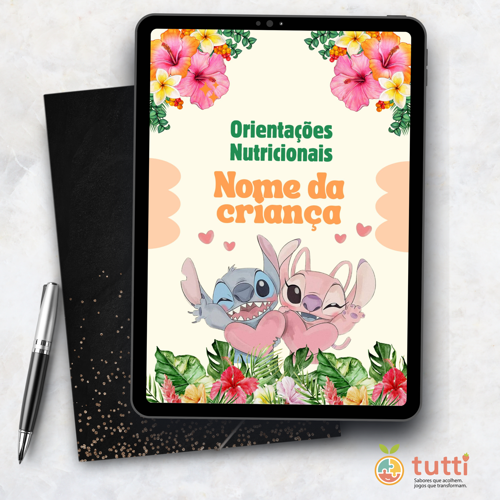 Orientações para Reeducação Alimentar infantil - Tema Stitch Unissex