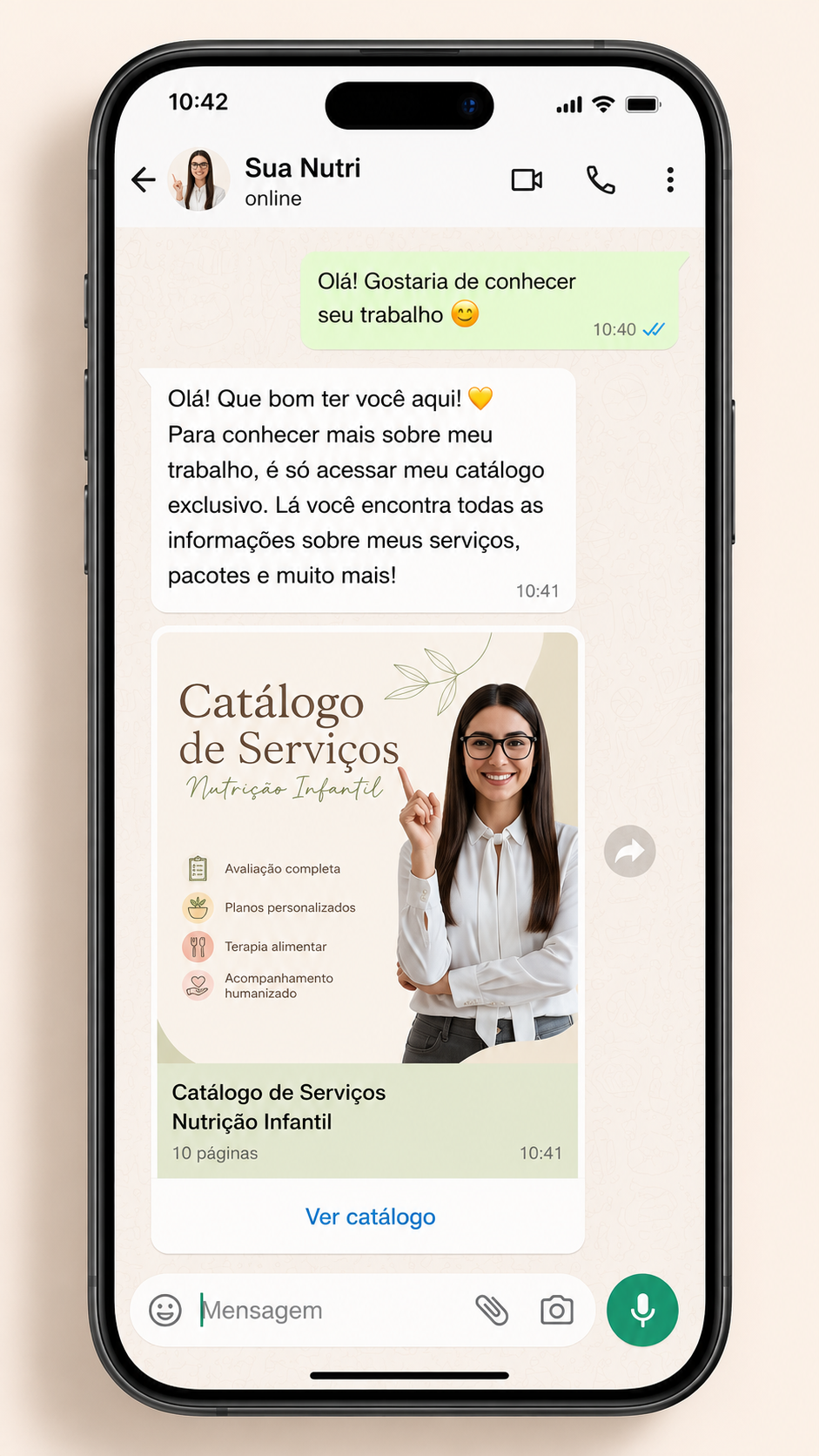 Catálogo de serviços para whatsapp - tema neutro