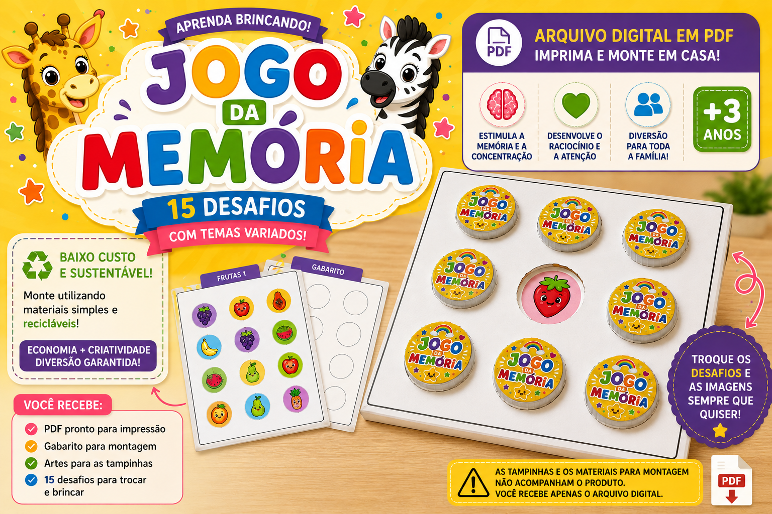 Jogo da Memória das Tampinhas